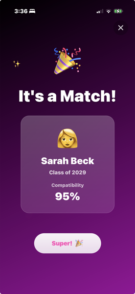 wizzmo app — match reveal